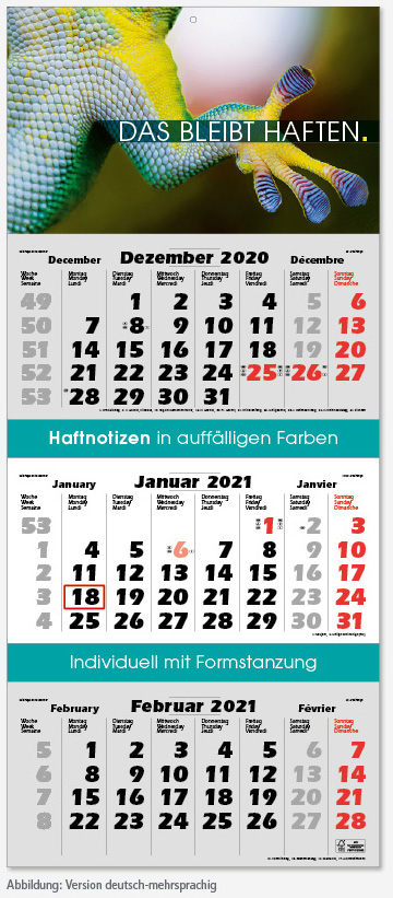 Ec-83 EXCLUSIVE | flatbarer 3-Monats-Kalender