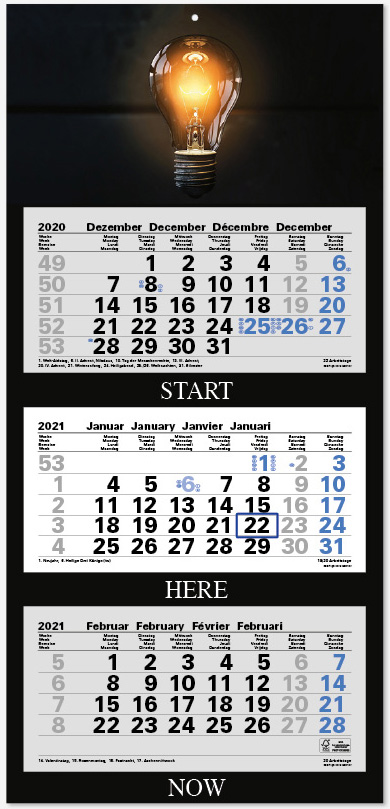 Ec-255 3-Monatskalender OCEAN-3 faltbarer