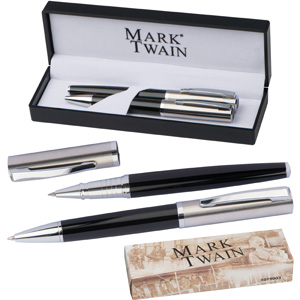 Mac-10759 Mark Twain Schreibset aus Kugelschreiber und Rollerball