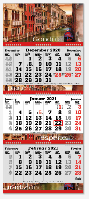 Ec-343 FOLD-3 | flatbarer 3-Monats-Kalender