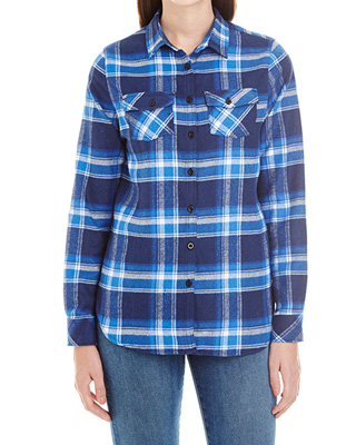 L-BU5210 Women`s Woven Plaid Flannel Shirt