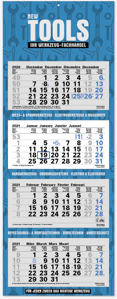 Ec-255 4-Monatskalender OCEAN-4 faltbarer