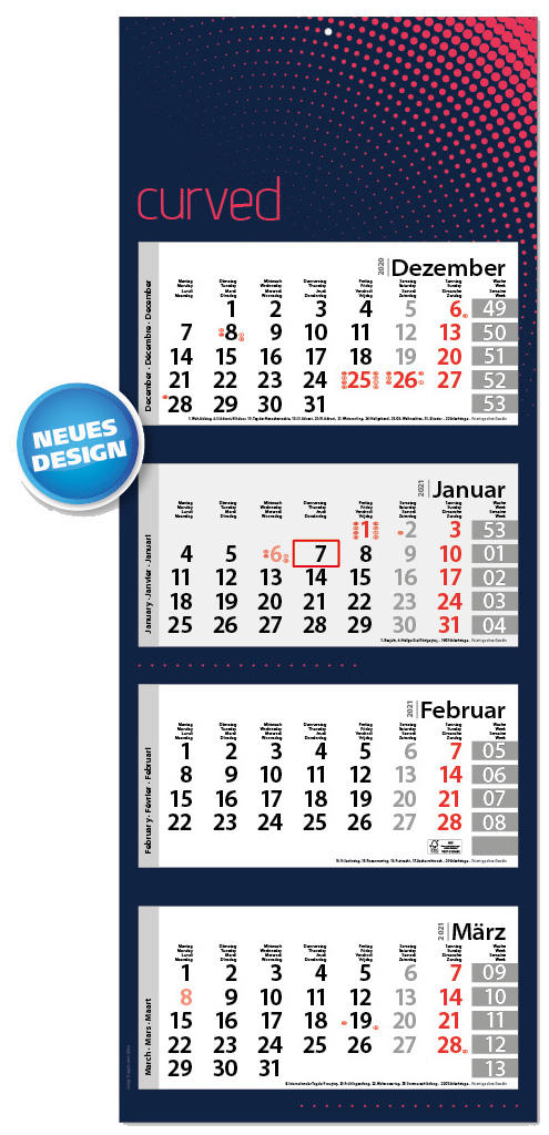Ec-1510 Style-4 | flatbarer 4-Monats-Kalender