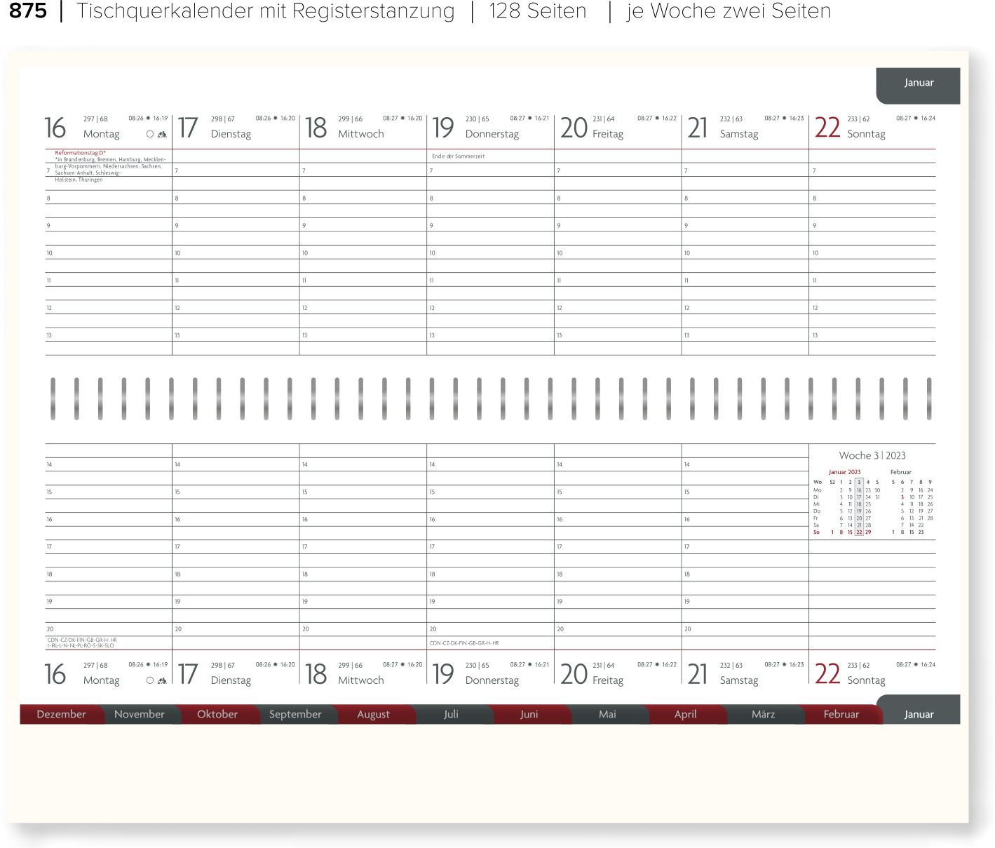 LEB-875 PVC Alpha Tischquerkalender