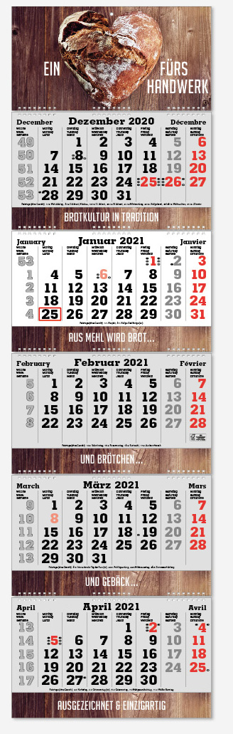 Ec-350 FOLD-5| flatbarer 5-Monats-Kalender